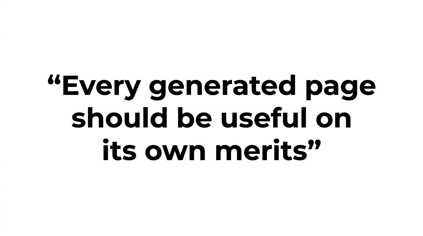 A highlighted quote stating that a page should still deserve to exist even without search traffic.