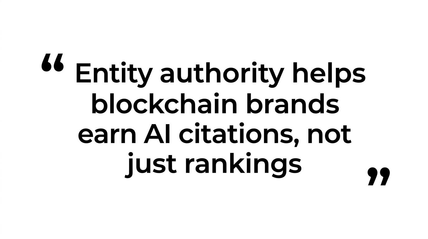 Highlighted quote stating that entity authority matters more than domain authority for earning AI citations.