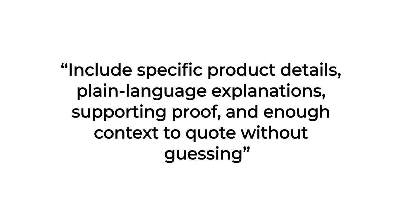 Large pull quote emphasizing that product pages must persuade buyers while making information clear for machines.