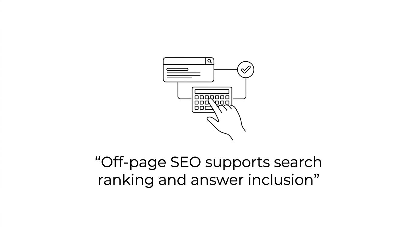 Quote highlight emphasizing that off-page SEO now supports both search ranking and answer inclusion.