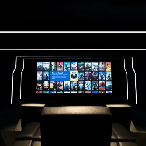 Image of a screen with a Kaleidescape in a theater