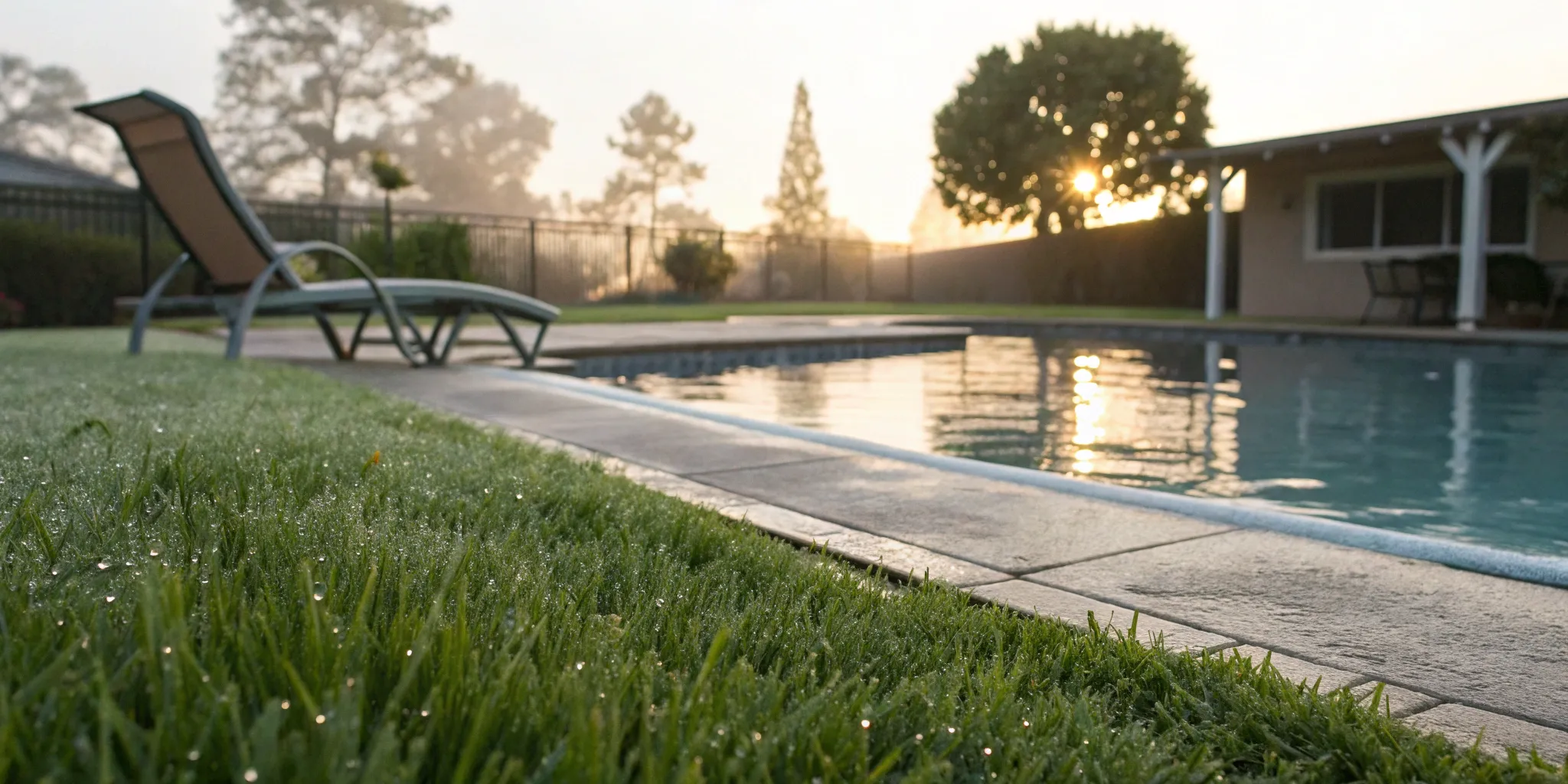 A clean backyard pool ready for summer after a successful pool opening.