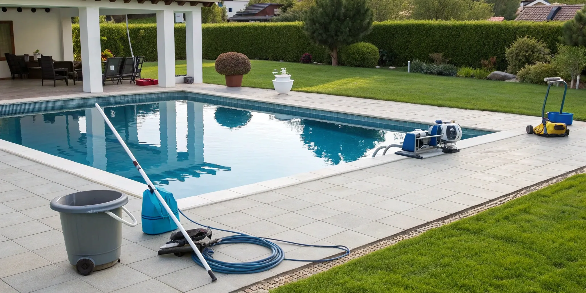 Professional pool cleaning equipment, a key factor in how much a pool guy costs per month.
