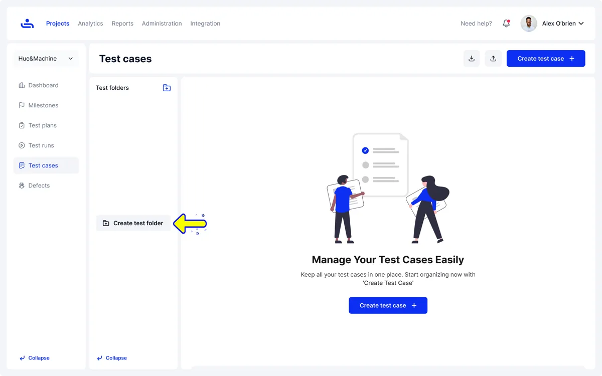 Screenshot of TestFiesta test management application – create a test case.