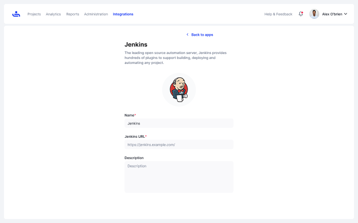  An example of integrations in TestFiesta.