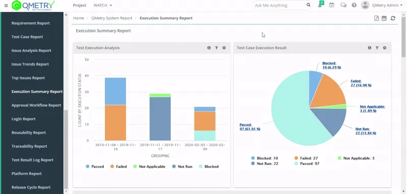 Alt text:QMetry test management interface screenshot. 