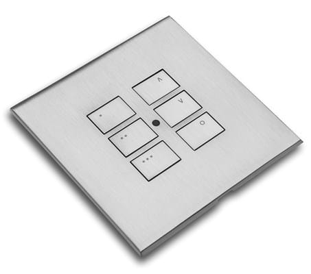 Rako EOS lighting control keypad in satin chrome