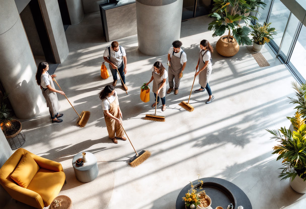 image of cleaning team in action