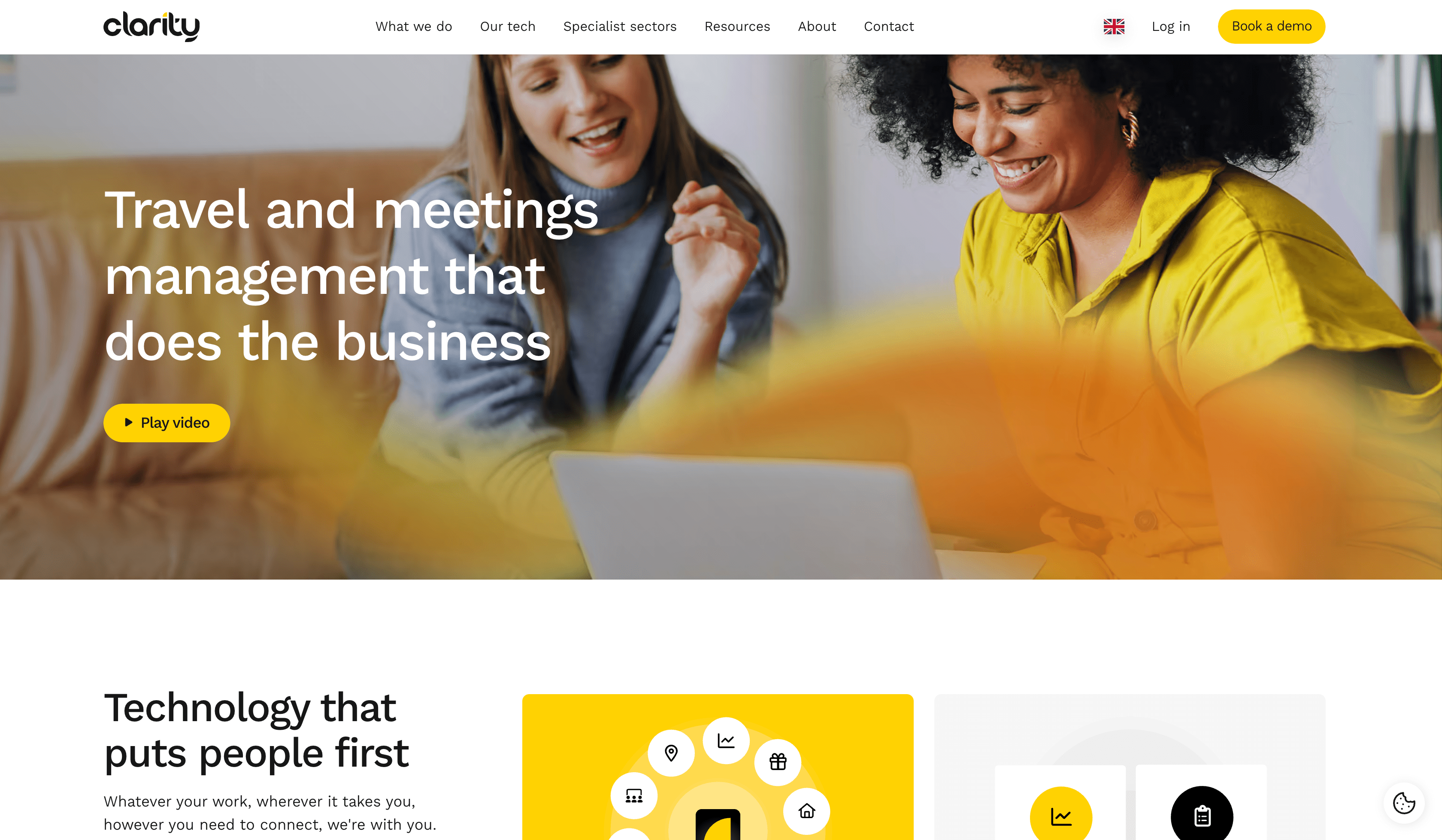 screenshot of the Clarity Business Travel website