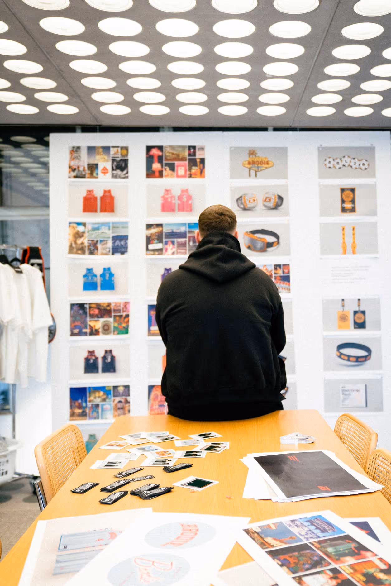 Inside the Brodie Rec League headquarters — league memorabilia, branded gear, and basketball culture on display