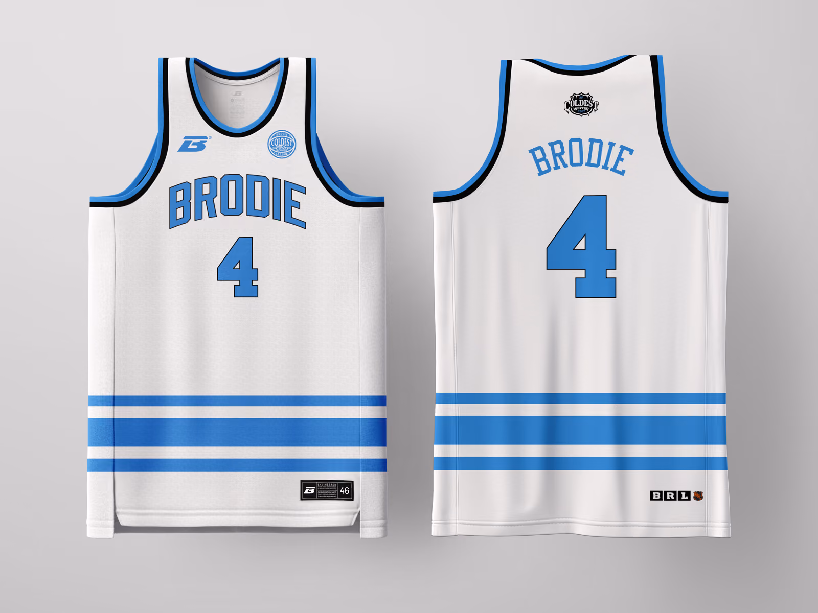Brodie Rec League Buffalo White Coldest Winter '27 jersey, custom basketball uniform for the recreational league