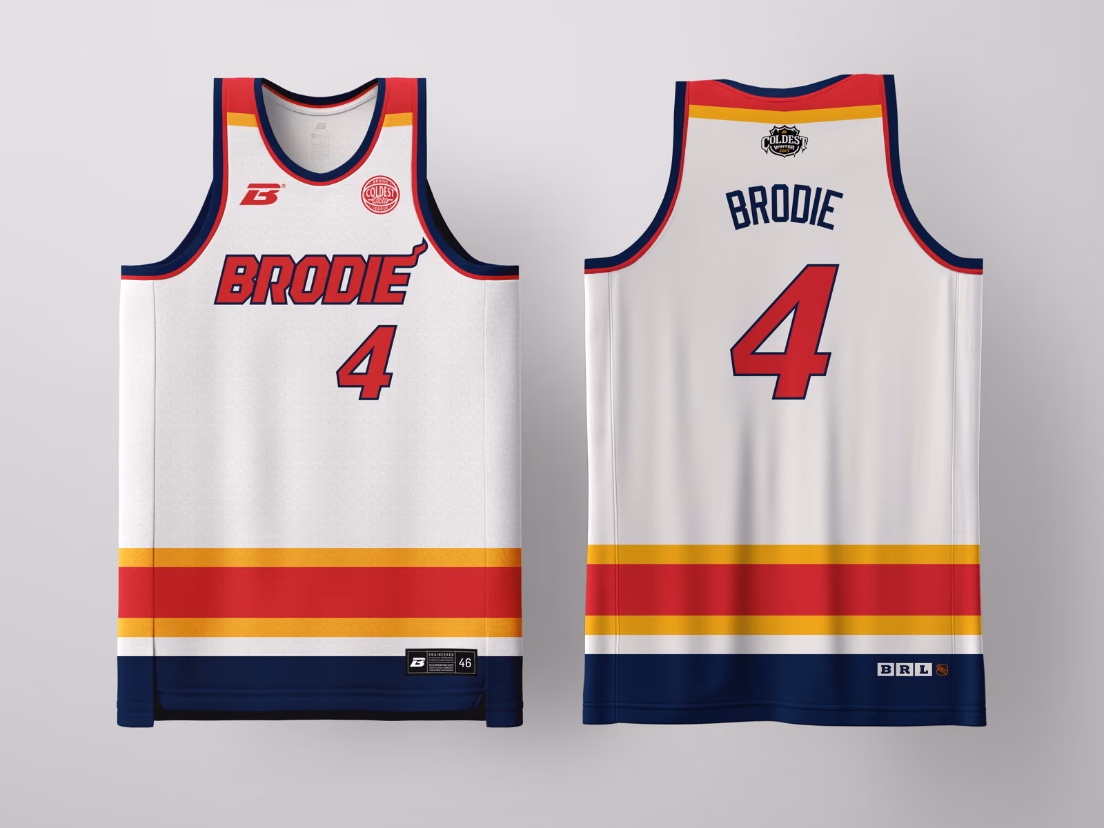 Brodie Rec League Miami White Coldest Winter '27 jersey, custom basketball uniform for the recreational league