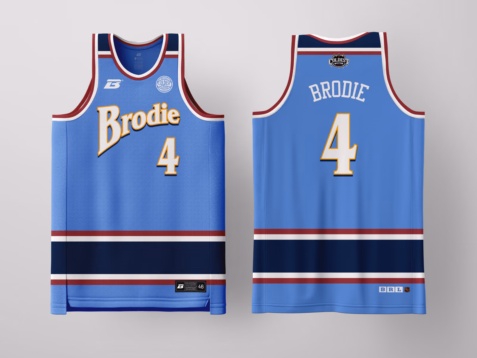 Brodie Rec League Atlanta Light Blue Coldest Winter '27 jersey, custom basketball uniform for the recreational league