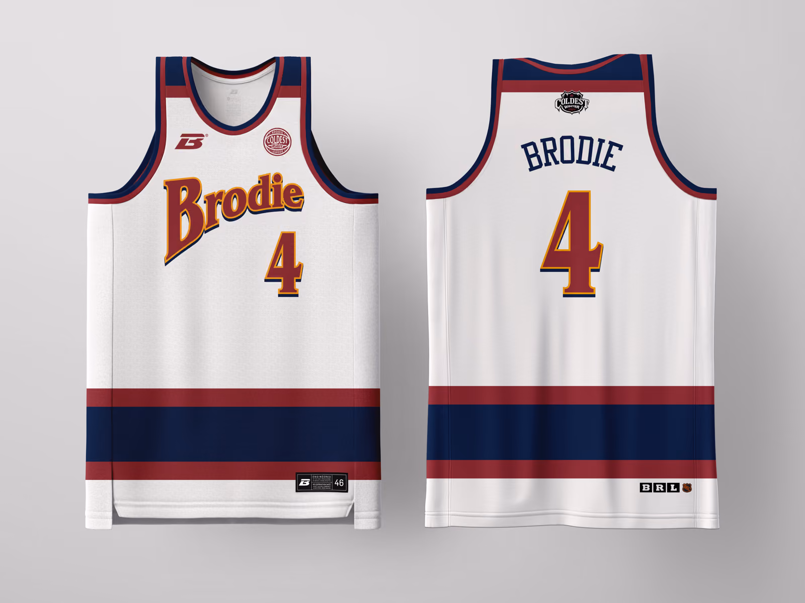 Brodie Rec League Atlanta White Coldest Winter '27 jersey, custom basketball uniform for the recreational league
