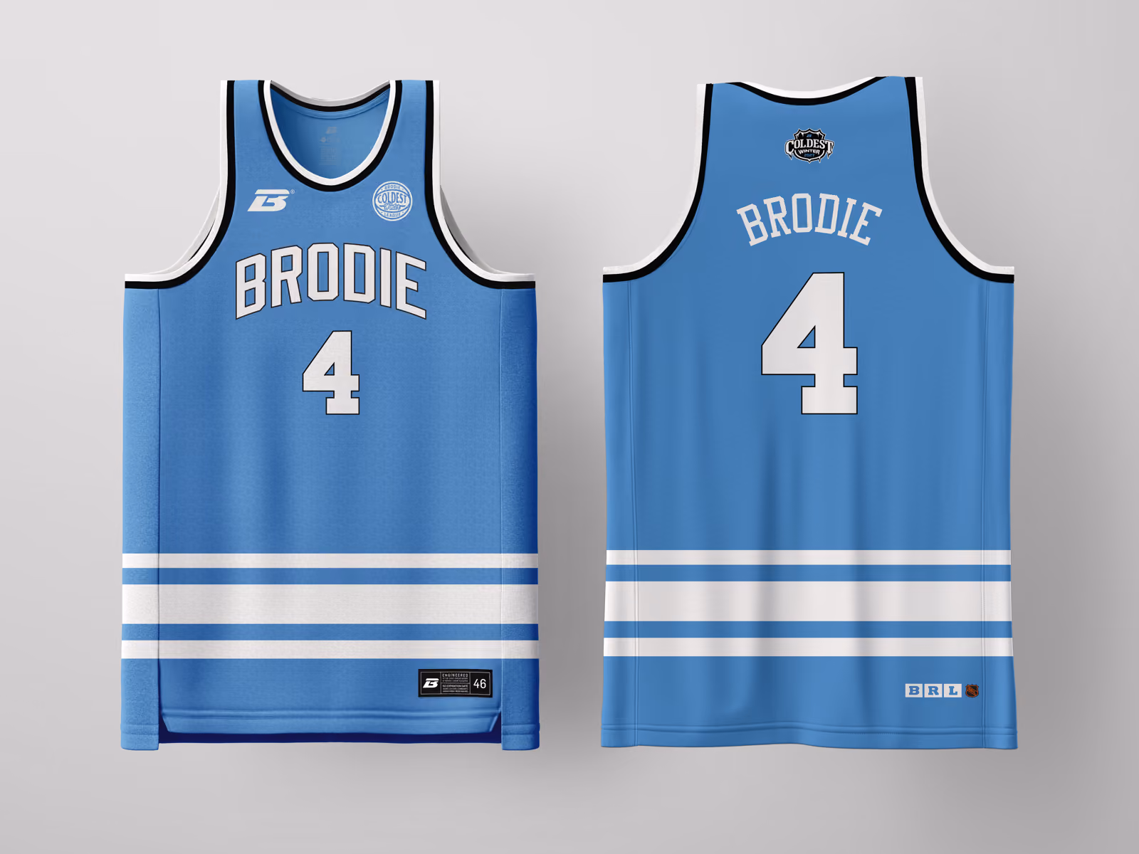 Brodie Rec League Buffalo Light Blue Coldest Winter '27 jersey, custom basketball uniform for the recreational league