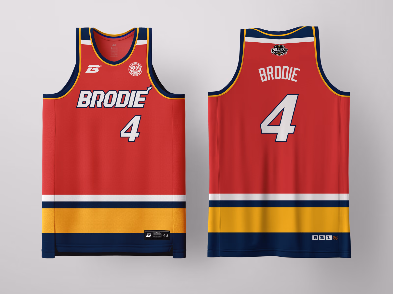 Brodie Rec League Miami Red Coldest Winter '27 jersey, custom basketball uniform for the recreational league
