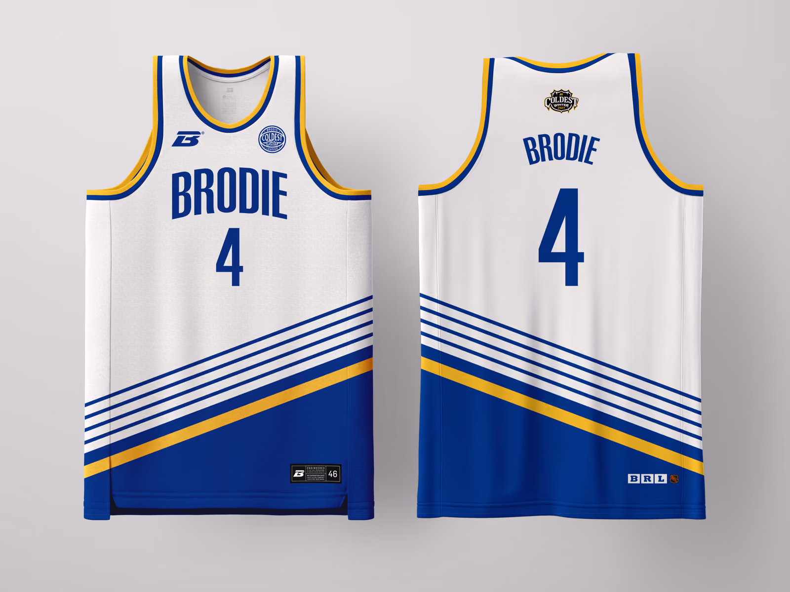 Brodie Rec League Indiana White Coldest Winter '27 jersey, custom basketball uniform for the recreational league
