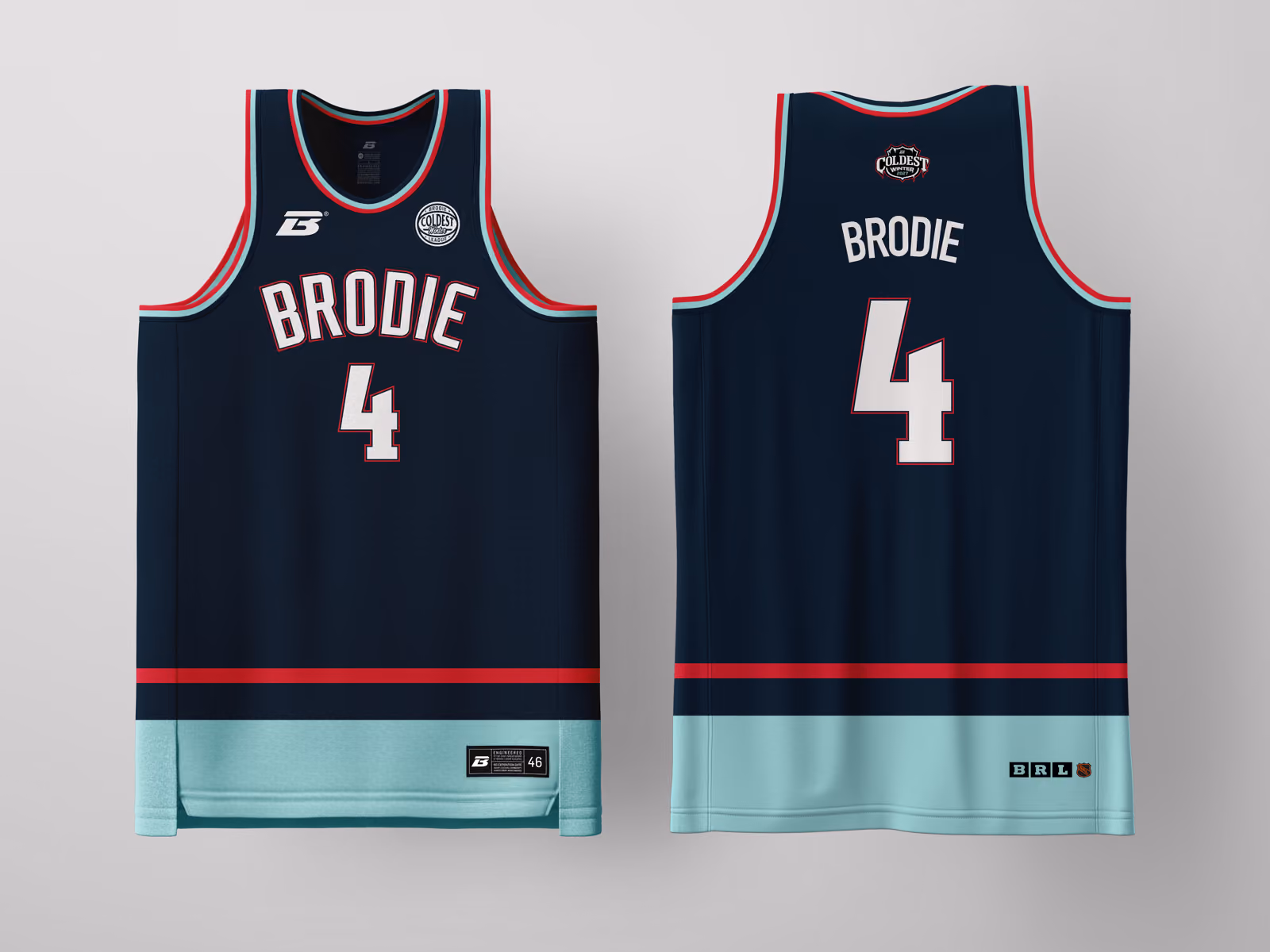 Brodie Rec League Oklahoma City Blue Coldest Winter '27 jersey, custom basketball uniform for the recreational league