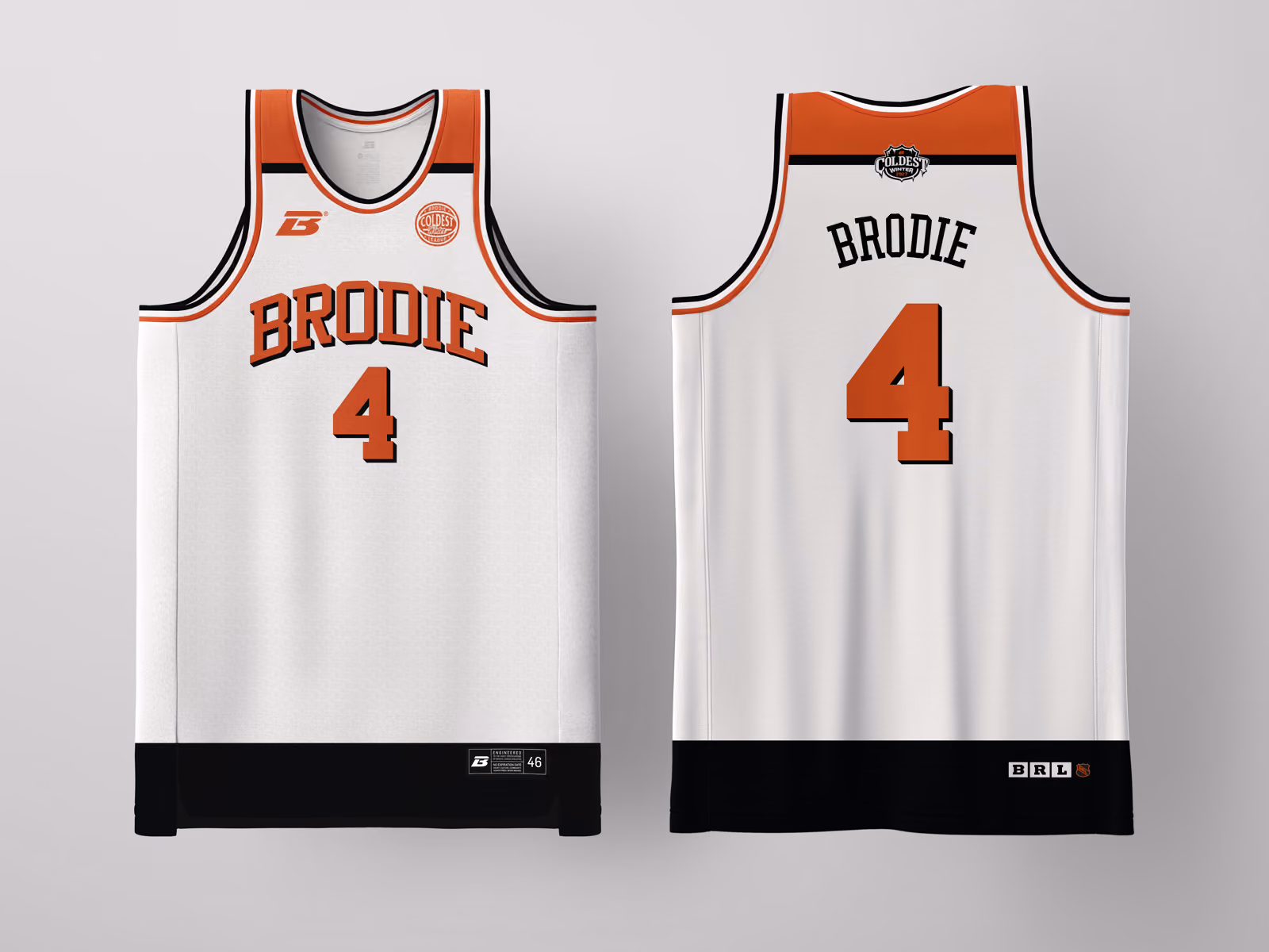 Brodie Rec League Philadelphia White Coldest Winter '27 jersey, custom basketball uniform for the recreational league