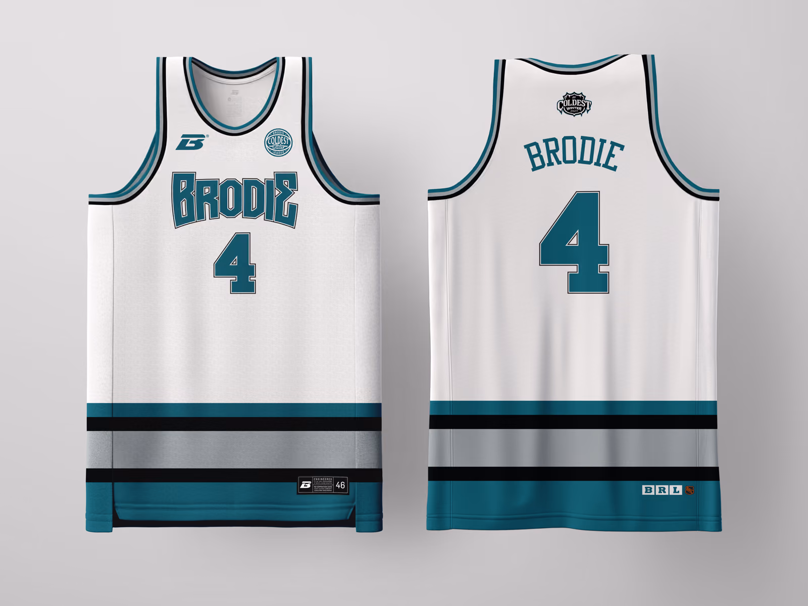 Brodie Rec League Sacramento White Coldest Winter '27 jersey, custom basketball uniform for the recreational league
