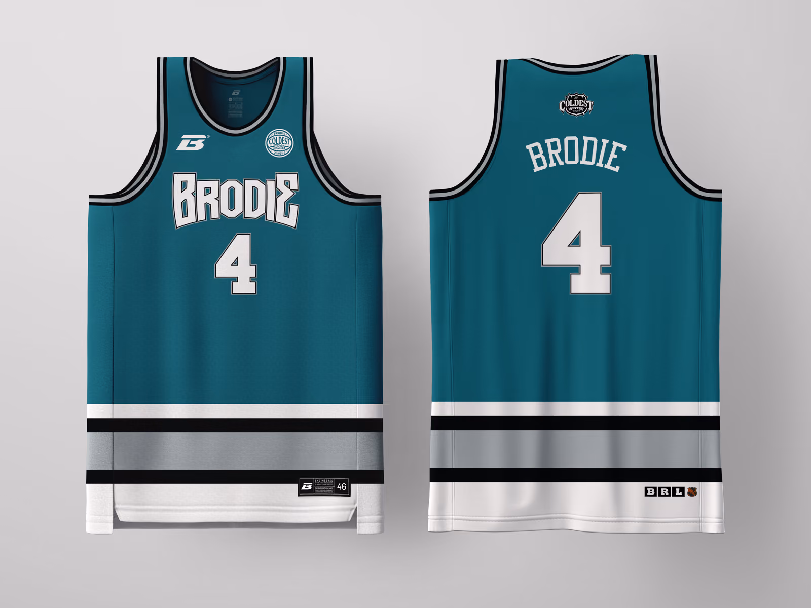 Brodie Rec League Sacramento Teal Coldest Winter '27 jersey, custom basketball uniform for the recreational league