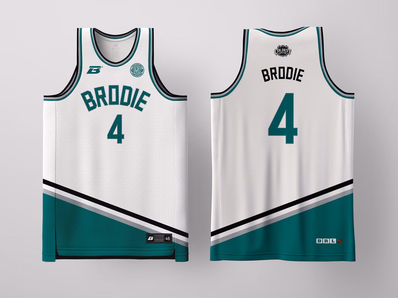Brodie Rec League Milwaukee White Coldest Winter '27 jersey, custom basketball uniform for the recreational league