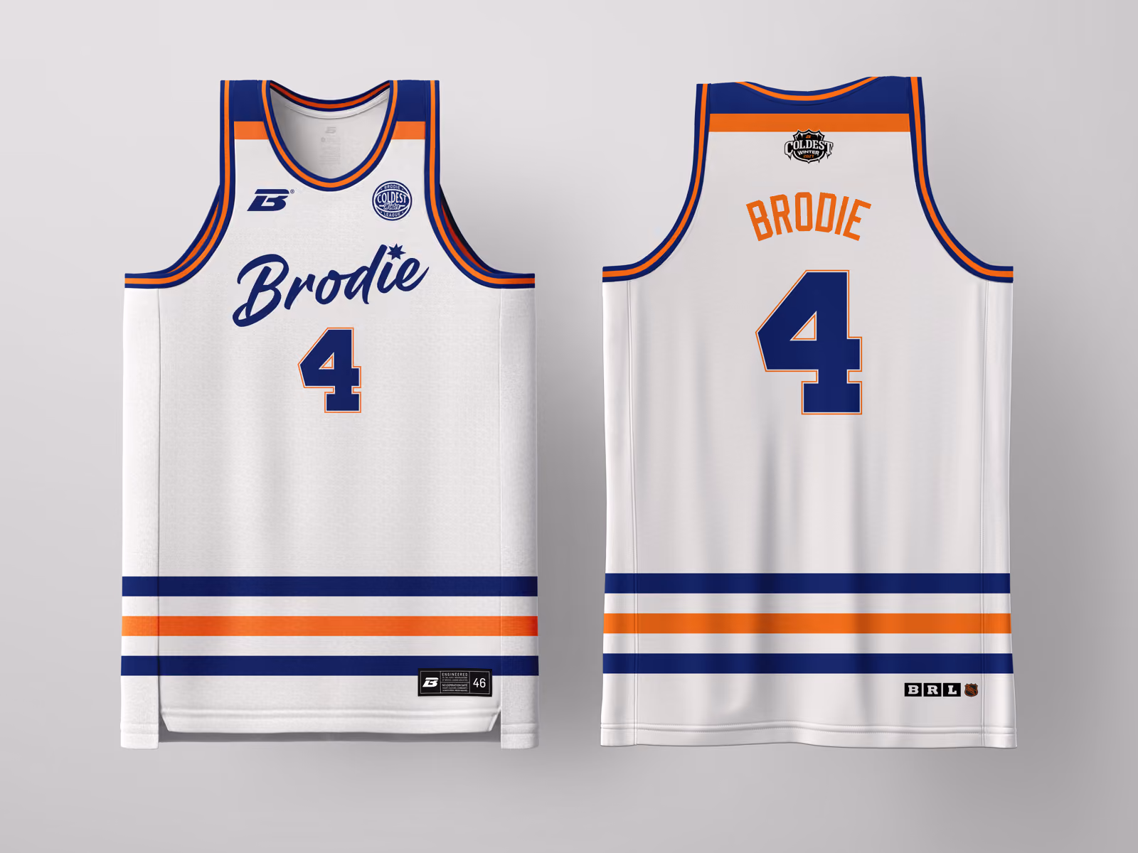 Brodie Rec League San Antonio White Coldest Winter '27 jersey, custom basketball uniform for the recreational league