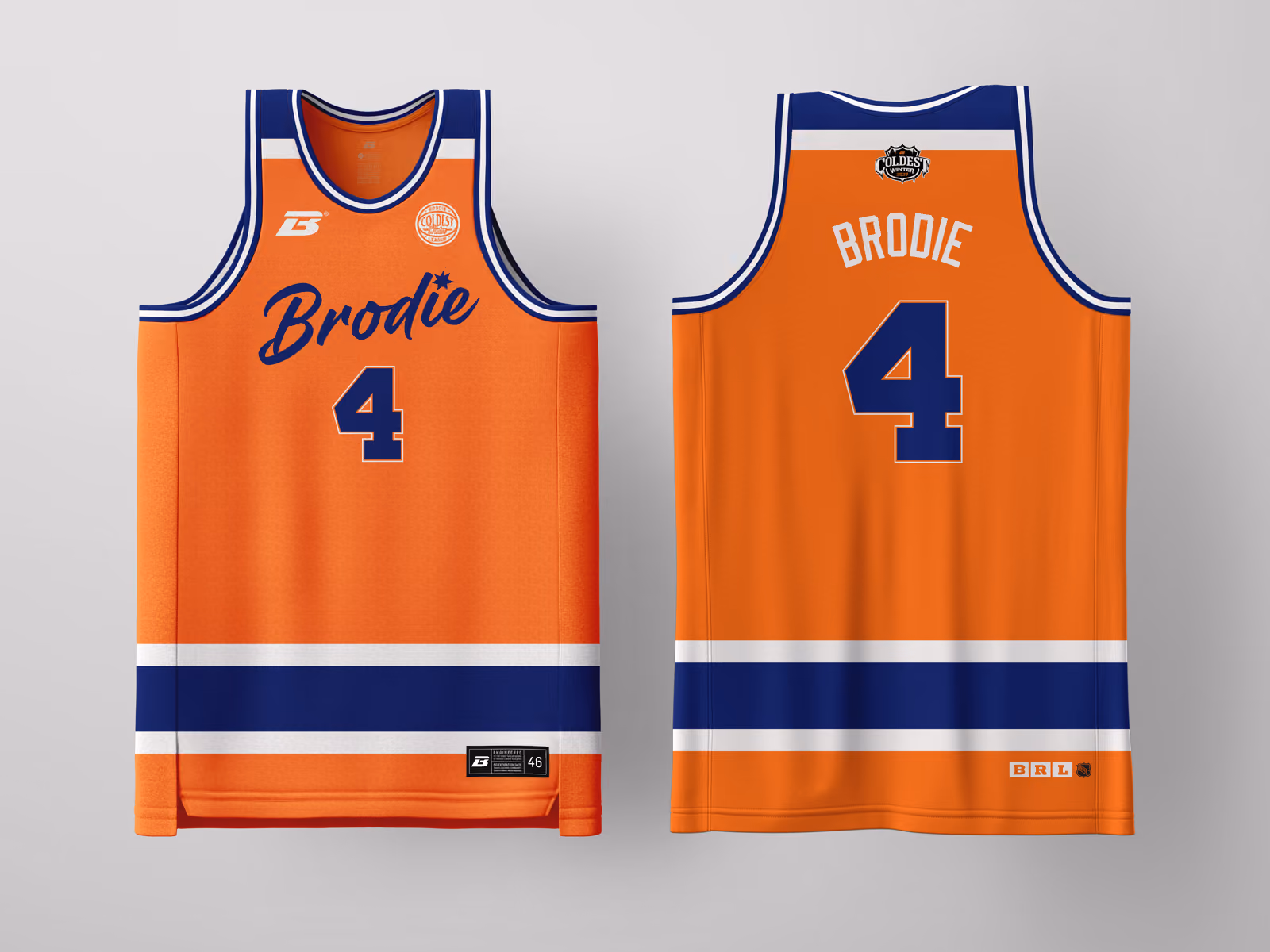 Brodie Rec League San Antonio Orange Coldest Winter '27 jersey, custom basketball uniform for the recreational league