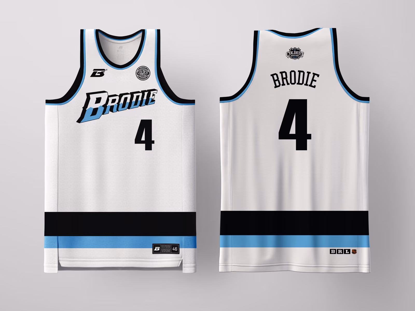 Brodie Rec League Utah White Coldest Winter '27 jersey, custom basketball uniform for the recreational league