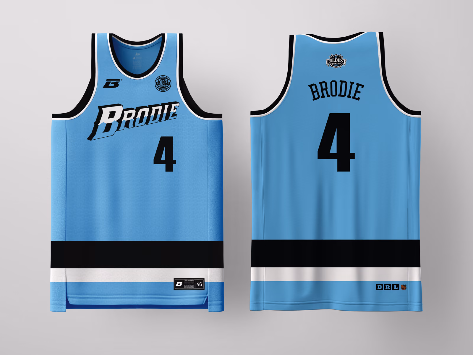 Brodie Rec League Utah Light Blue Coldest Winter '27 jersey, custom basketball uniform for the recreational league