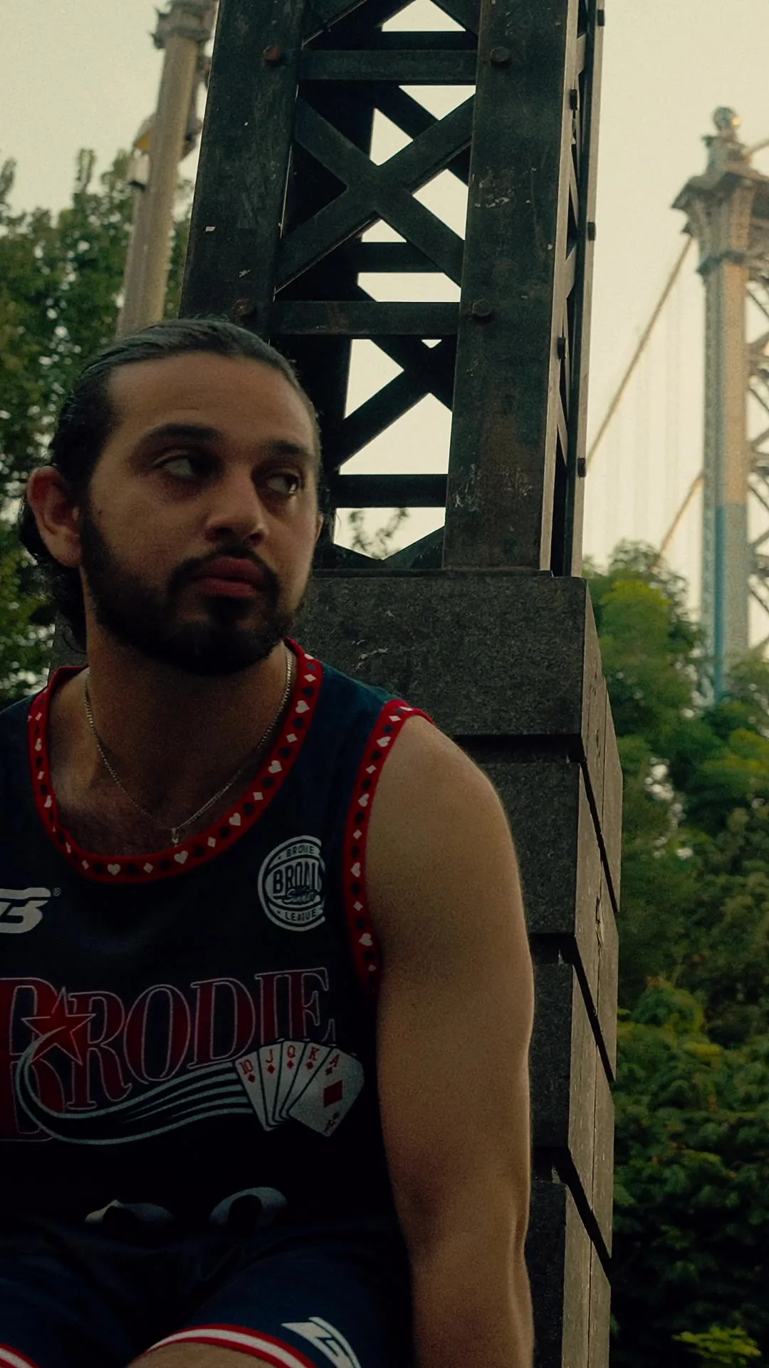 Brodie athlete under the Brooklyn Bridge