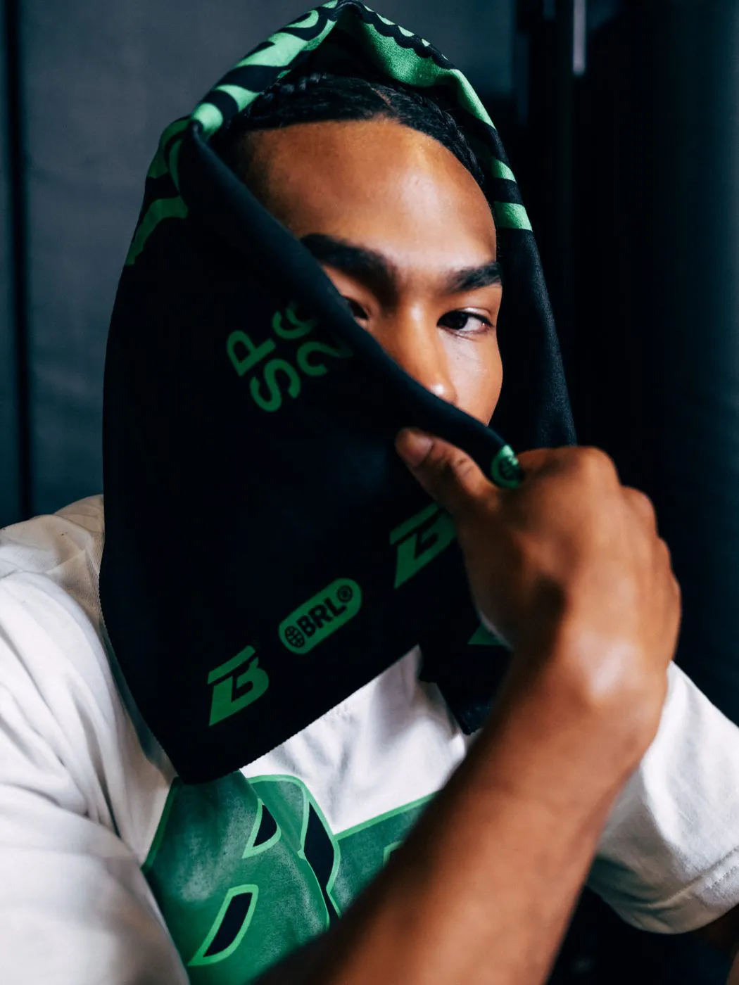 Brodie athlete Media Day portrait with towel