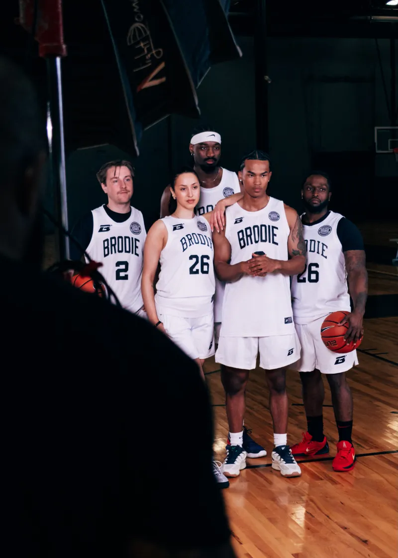 Brodie athletes posing for pro portraits on Media Day