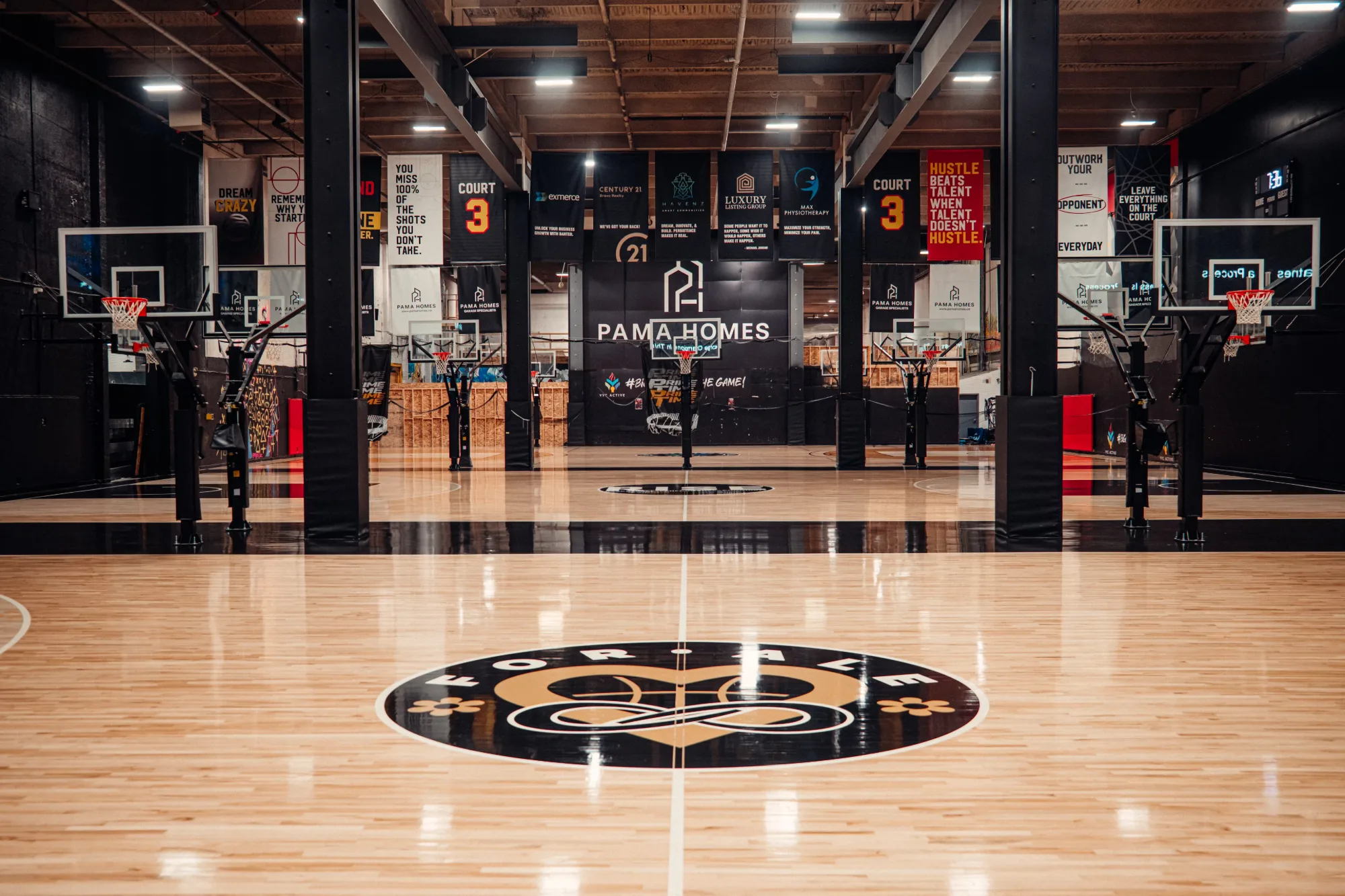 Basketball court at RISE Sports Complex in Calgary