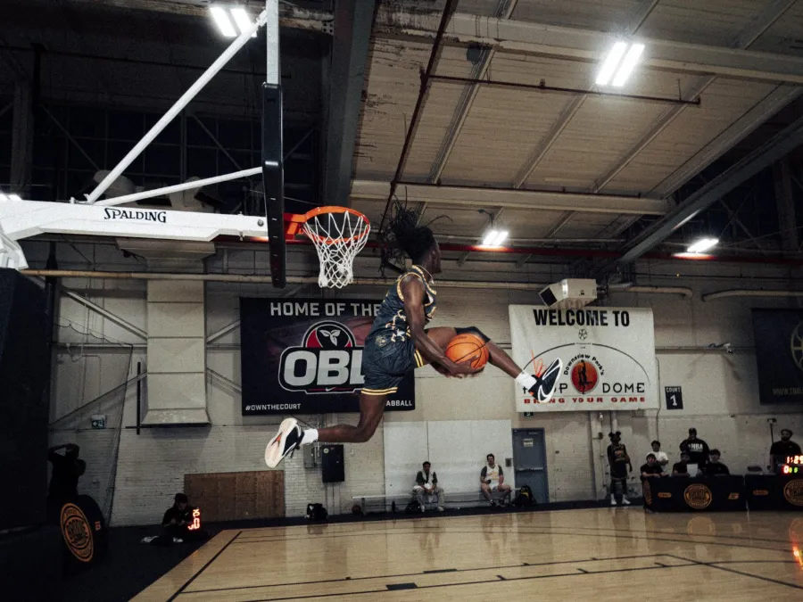 A BRODIE athlete dunking during an All-Star night