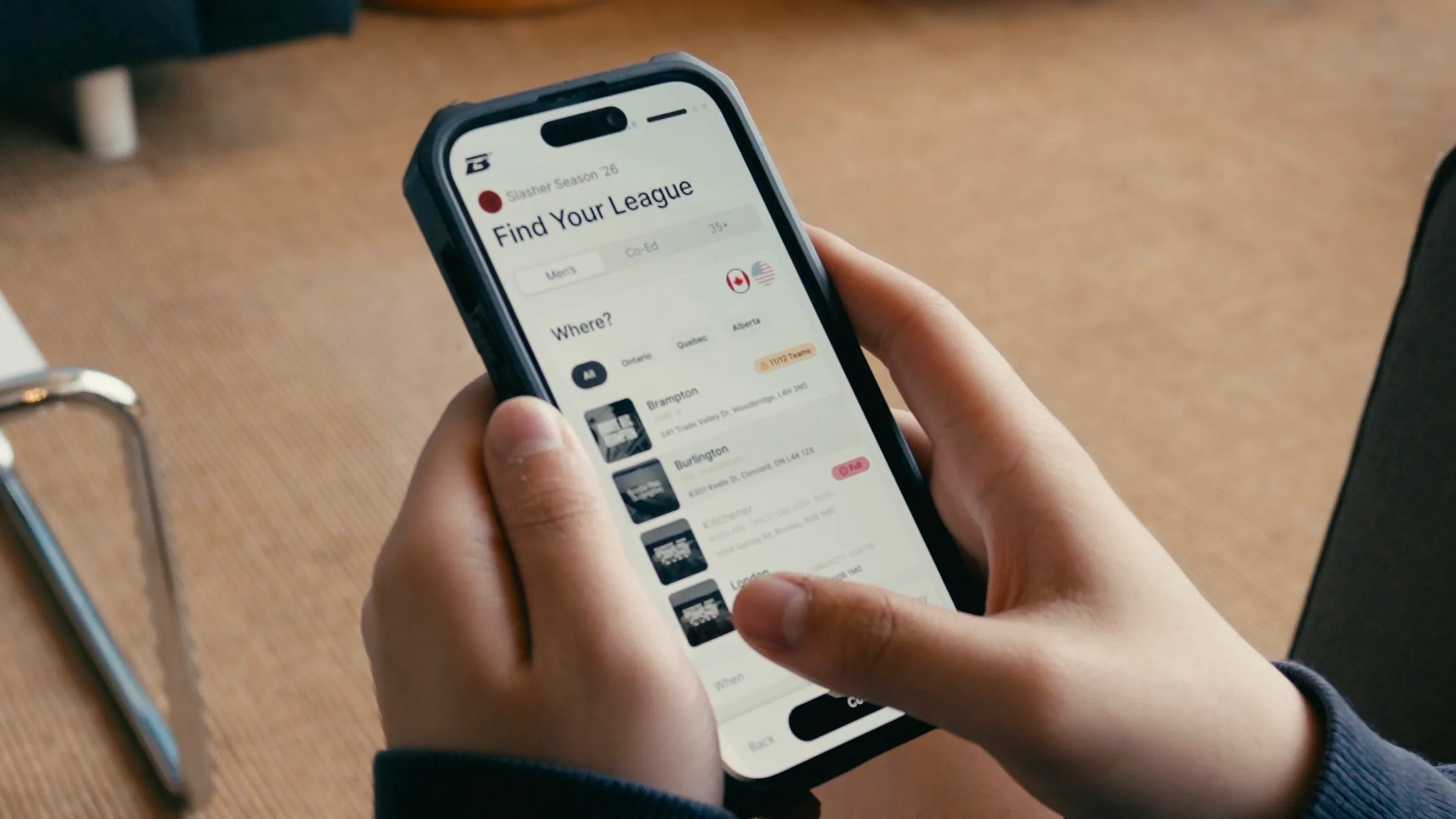 Athlete signing up for a BRODIE® season on a phone