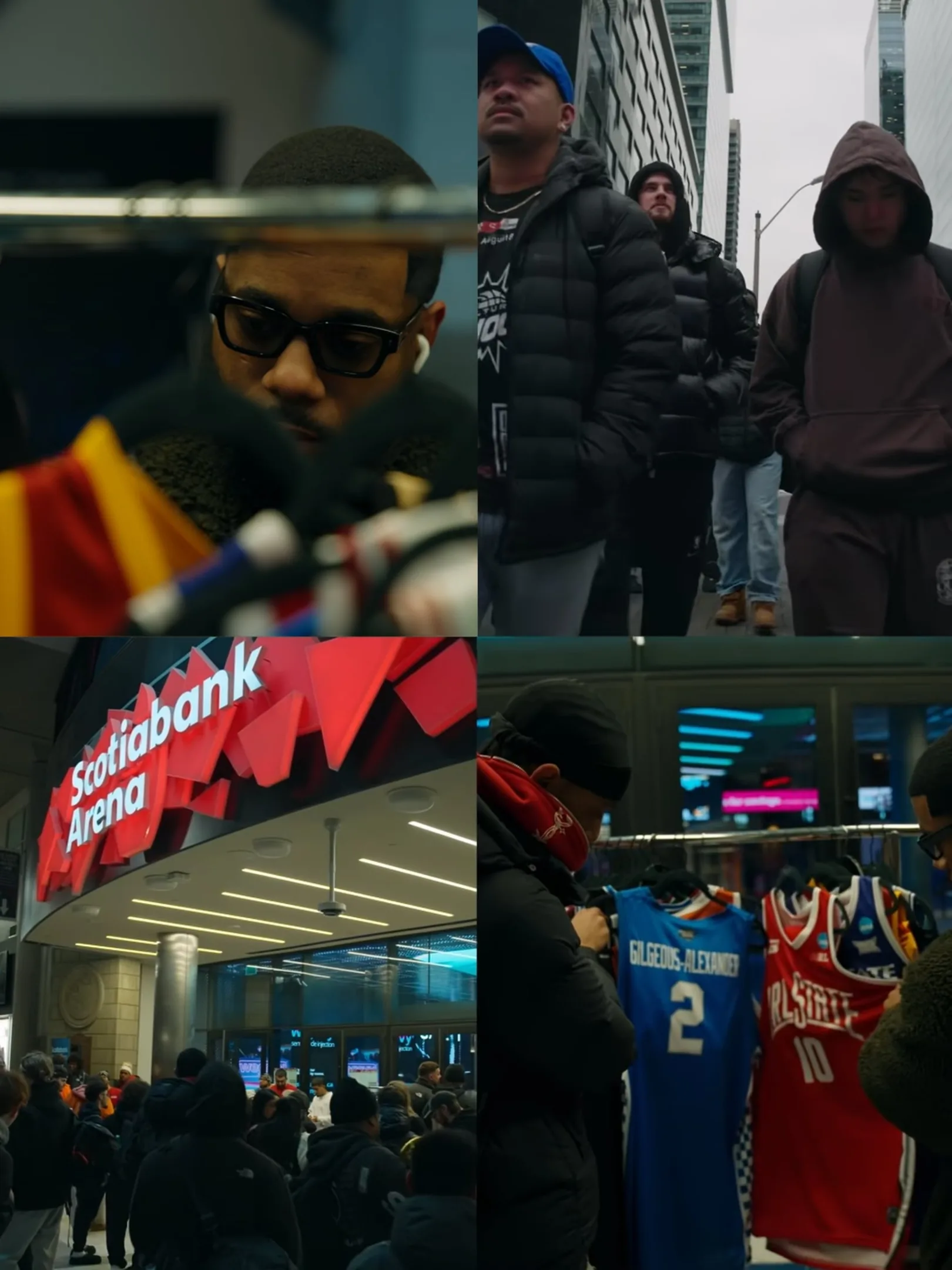 Brodie athletes on the Raptors court at Scotiabank Arena behind the Brodie Rec banner