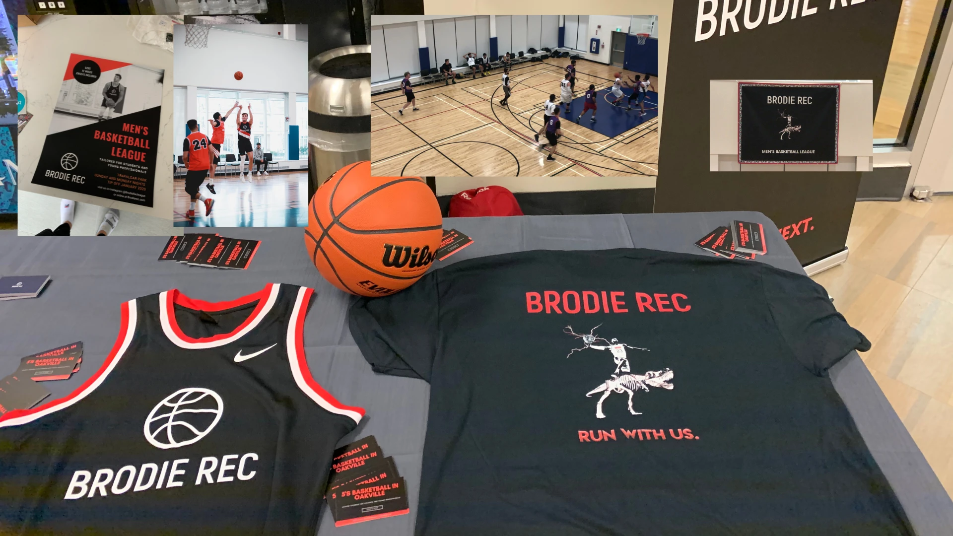 The first BRODIE Rec table with a jersey, tee and flyers, plus early games in 2019