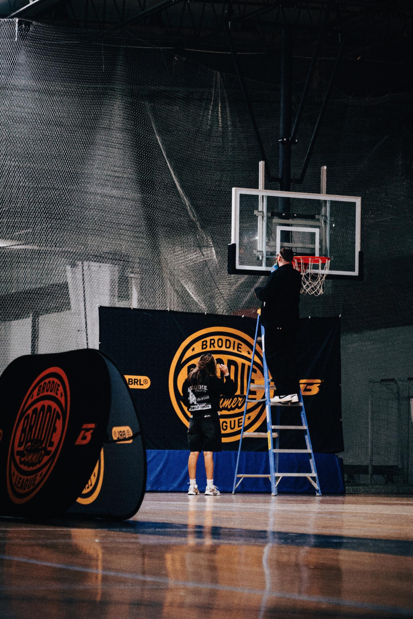 Brodie crew setting up a backboard in a gym in Vaughan