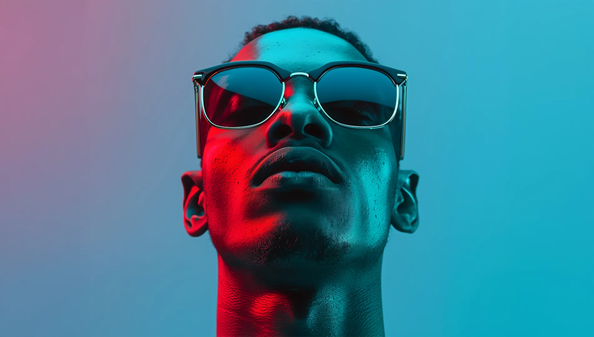 Man in neon light style photography.