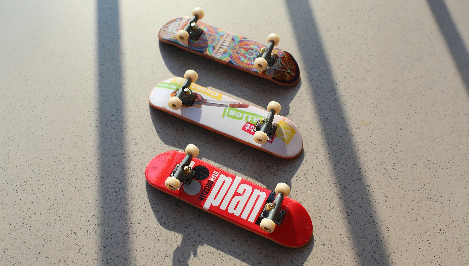 Skateboards on the floor.