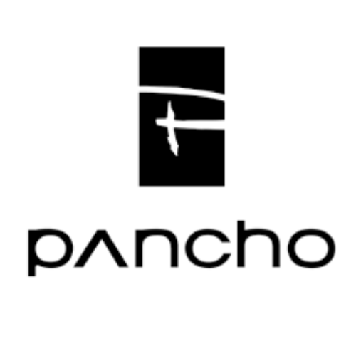 Pancho brand logo with stylized letter P inside a black rectangular shape above the text 'pancho'.