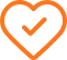 Orange heart icon representing customer satisfaction and trusted service