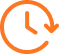 Orange clock icon representing business hours or availability
