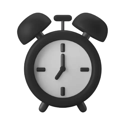 Black classic twin-bell alarm clock showing 1:30.