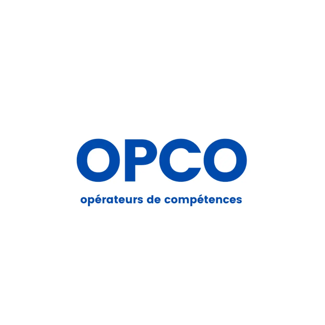 Blue OPCO logo with the text 'opérateurs de compétences' underneath on a white background.