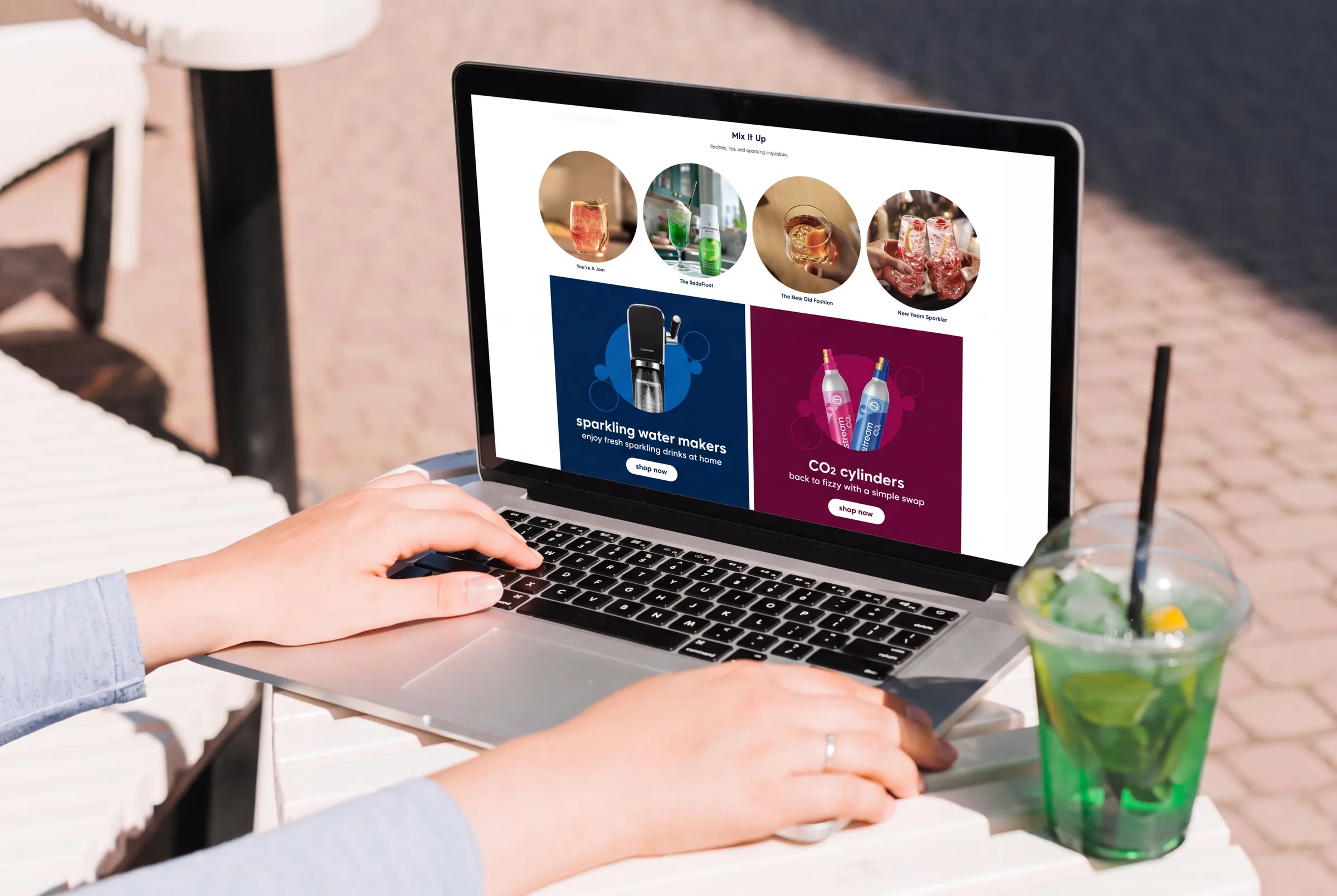 Sodastream category tiles on a laptop