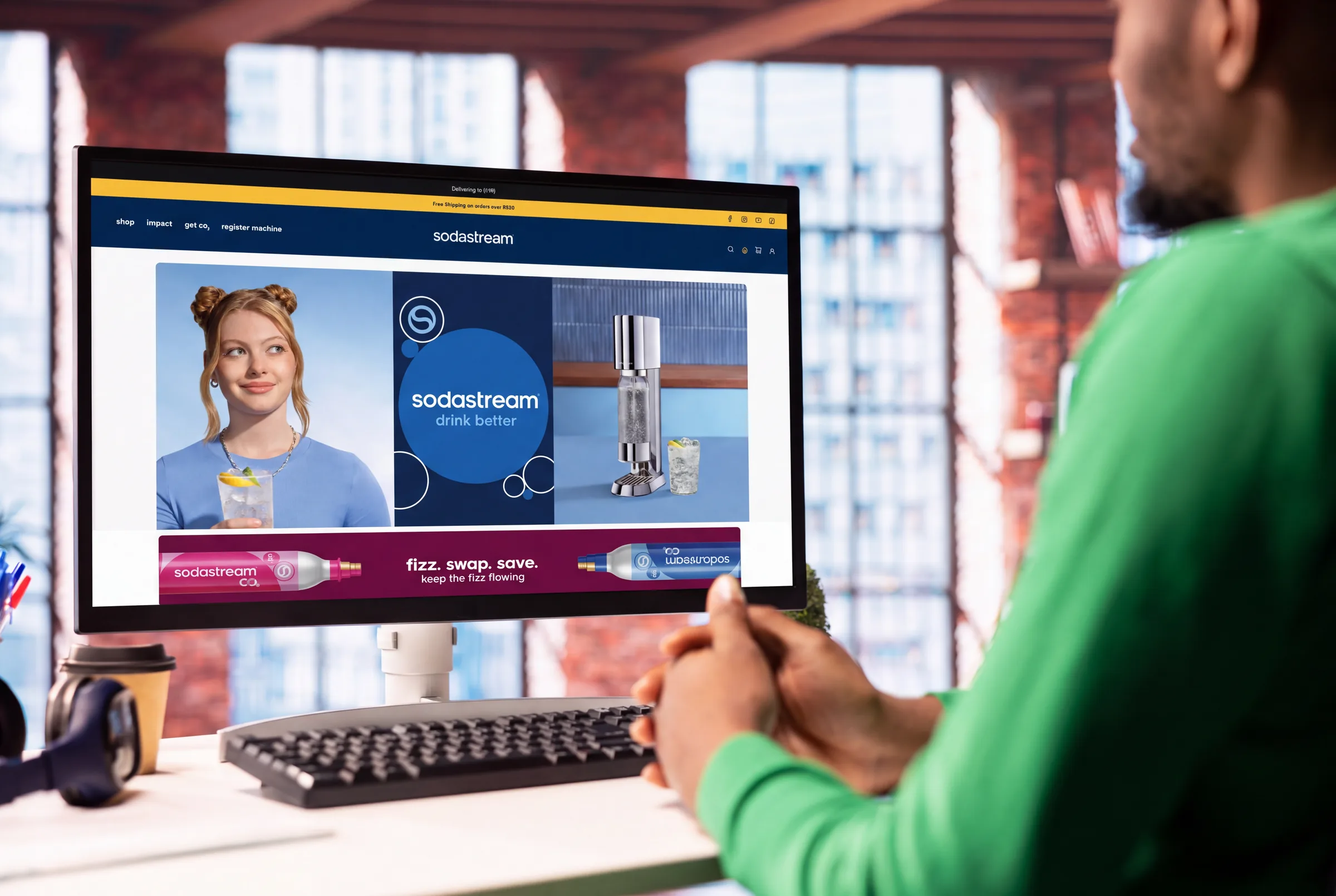 Sodastream homepage hero on a desktop screen
