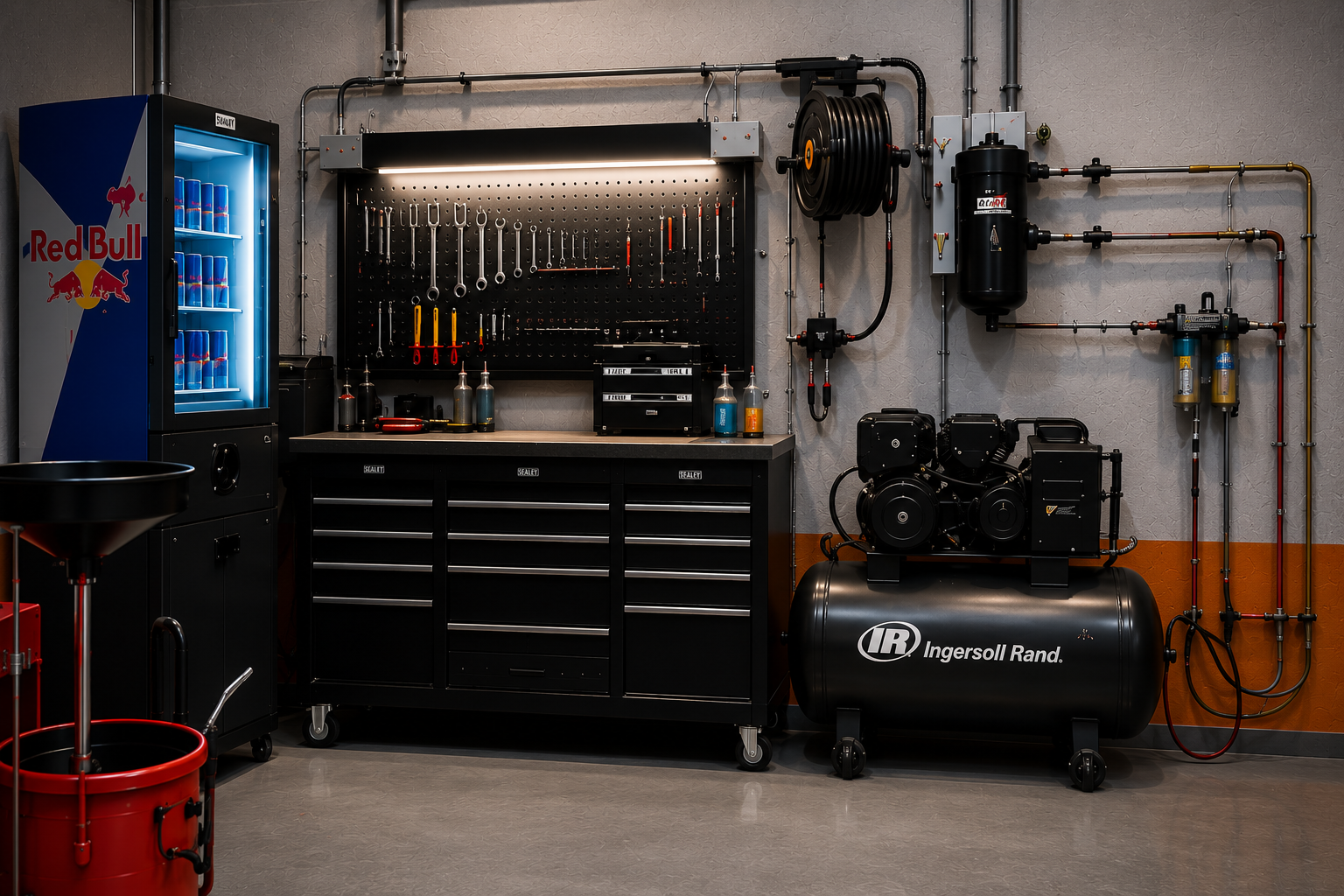 [background image] image of toolbox in workshop (for a plumbing service)