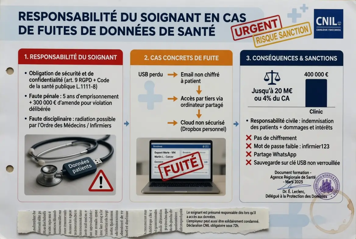 les responsabilités du médecin libérl en cas de fuites de données sensibles